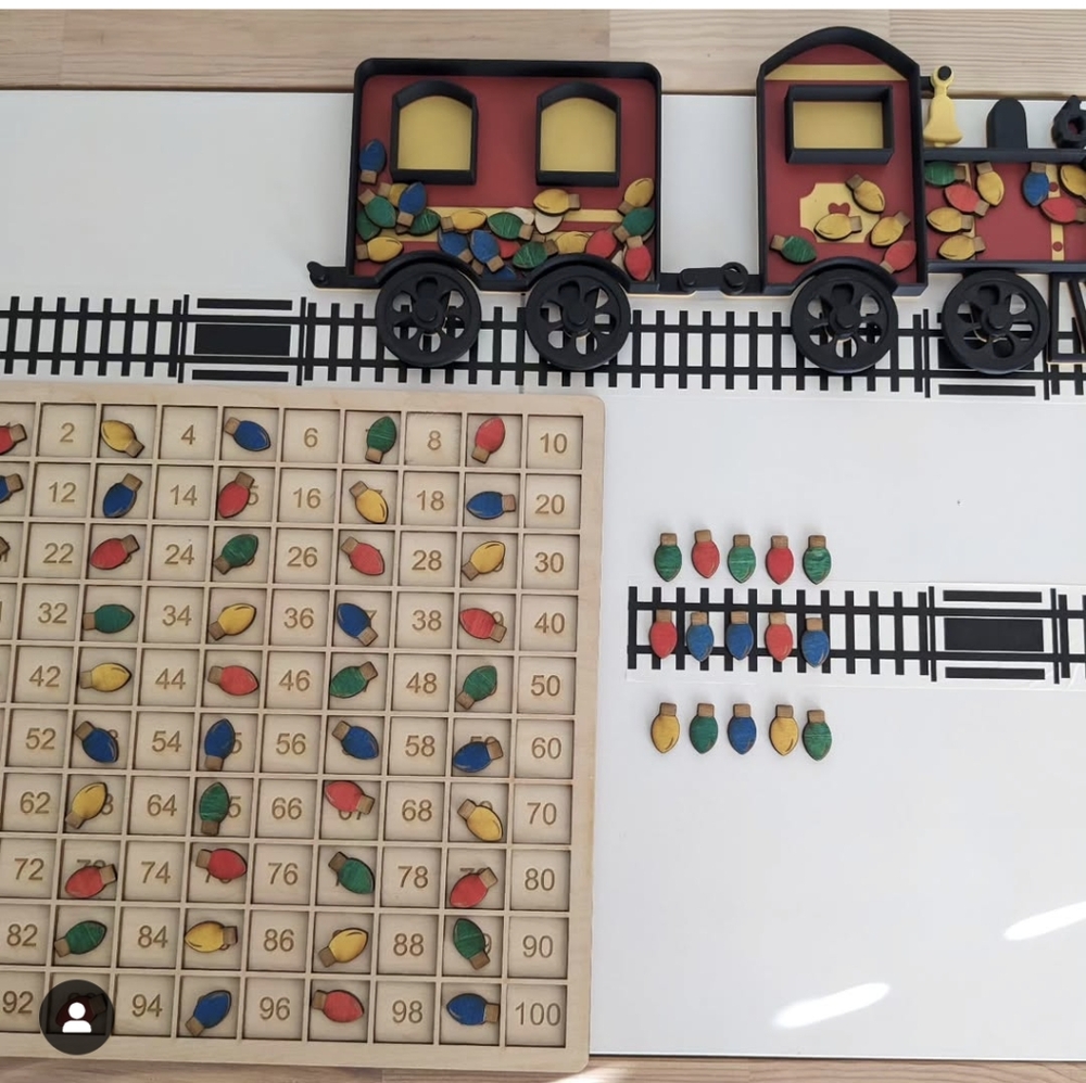 Sensory Tray Train Set and play dough cutter set